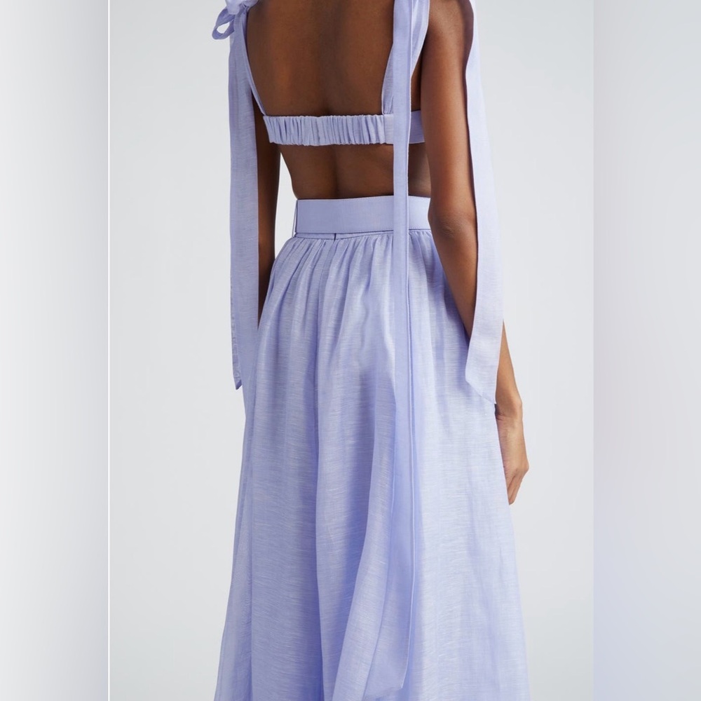 NWT Zimmermann Bow Tie Straps Linen & Silk Bustier Crop Top in Periwinkle 1 US6 - Picture 13 of 17